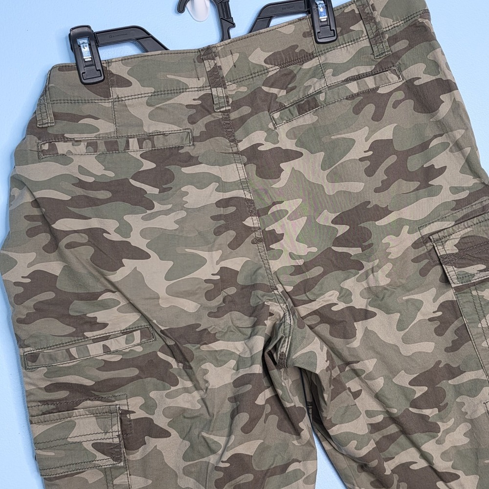 George Mens Camo Cargo Shorts Size 40 Elastic Waist Cotton Stretch 14" Inseam - Picture 11 of 16